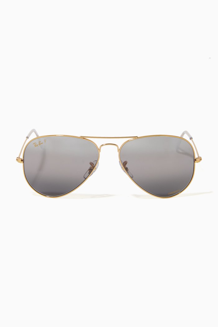 

Aviator Gradient Sunglasses in Metal, Gold