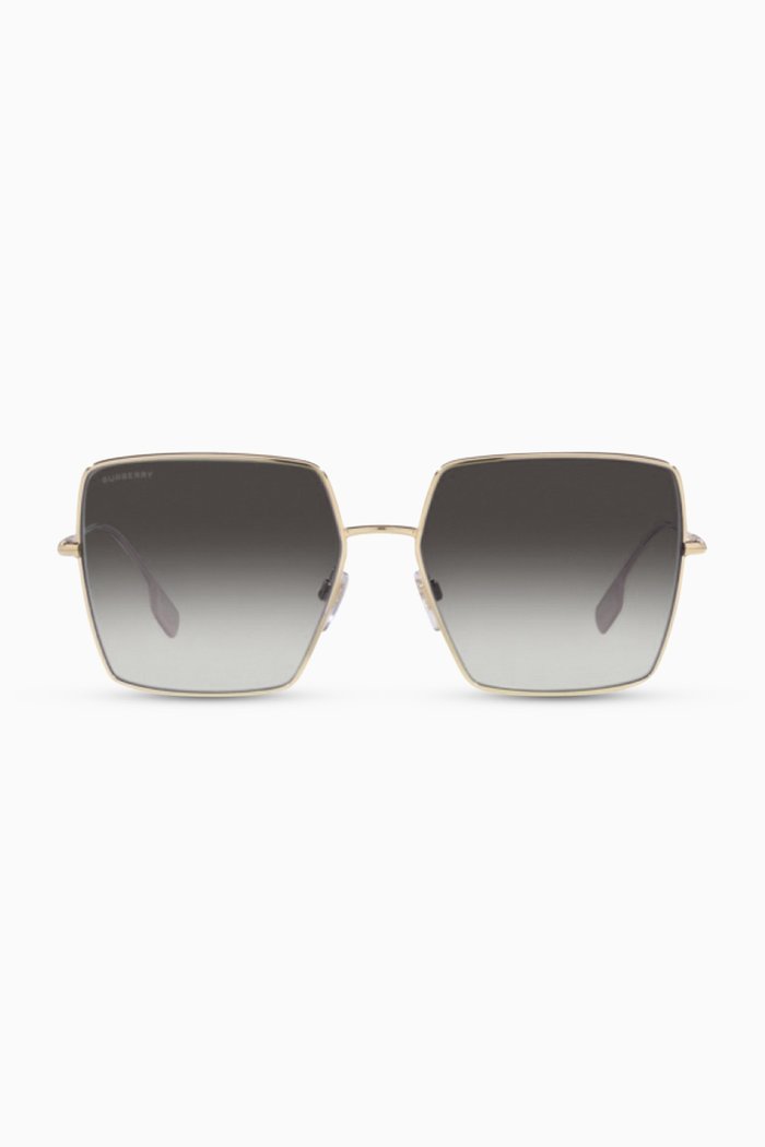 

Icon Stripe Detail Oversized Square Frame Sunglasses in Metal, Gold