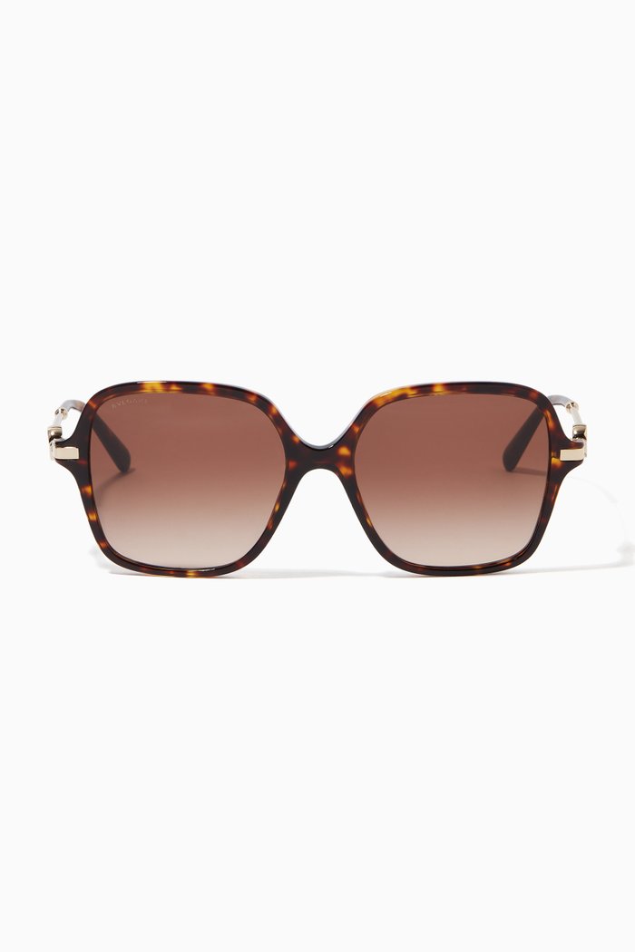 

Oversized D-frame Sunglasses in Metal & Acetate, Brown