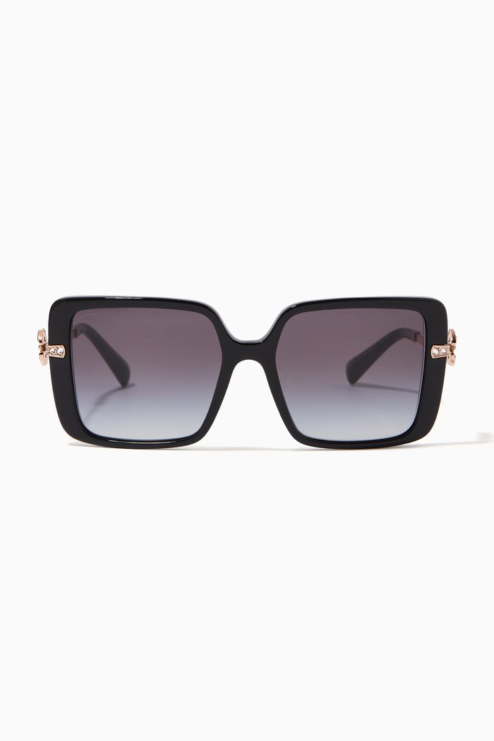 

Oversized D-frame Sunglasses in Acetate & Metal, Gold