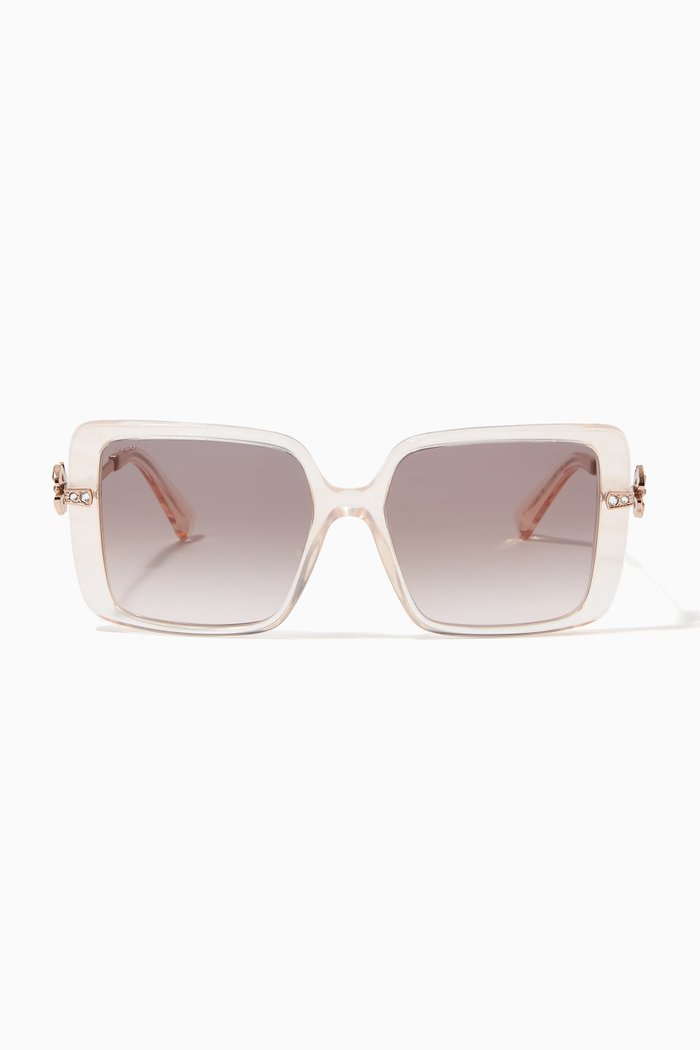 

Oversized D-frame Sunglasses in Acetate & Metal, Pink