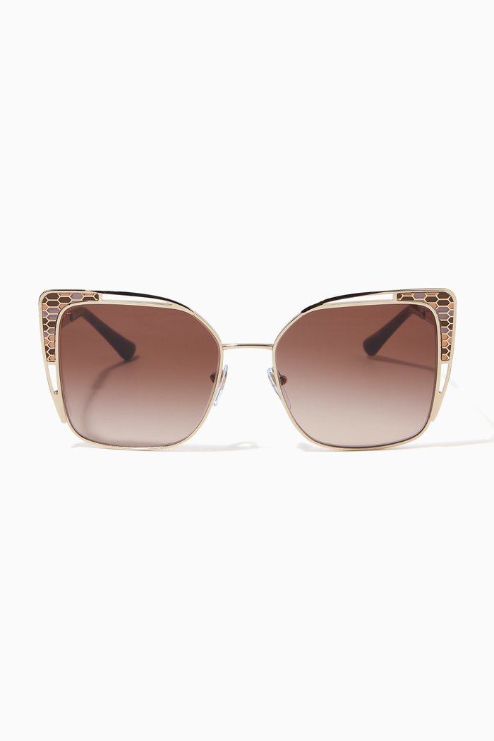 

Oversized D-frame Sunglasses in Metal, Gold