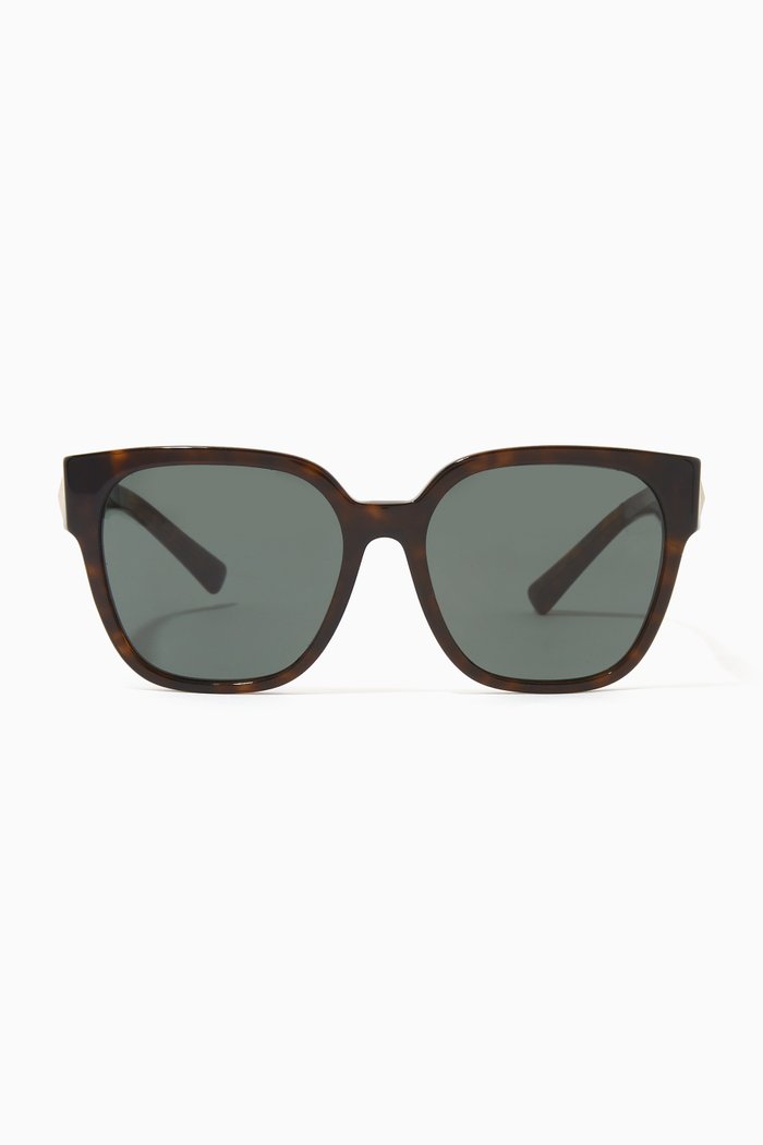 

Valentino Garavani Squared Roman Stud Sunglasses in Acetate, Brown