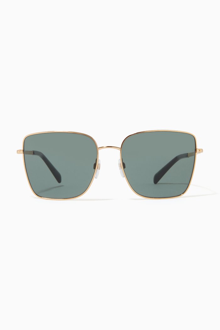 

Squared Frame Sunglasses in Metal, Gold