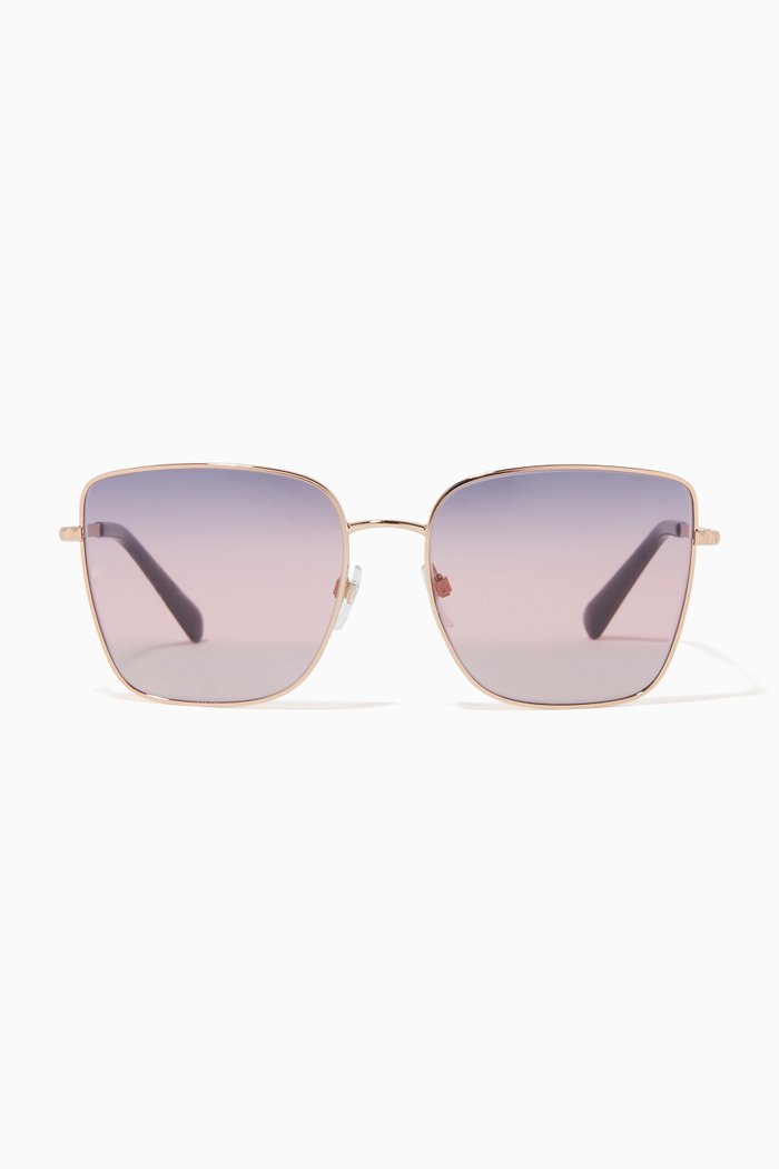 

Squared Frame Sunglasses in Metal, Gold