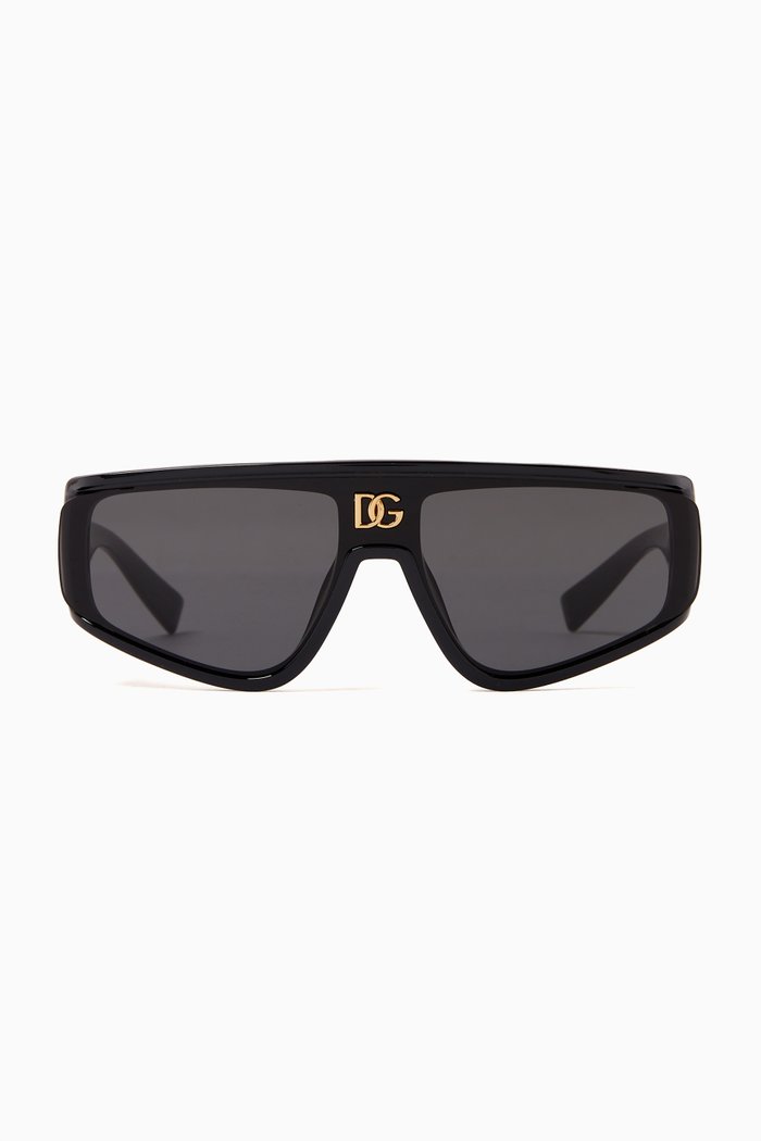 

DG Aviator Sunglasses in Acetate, Black