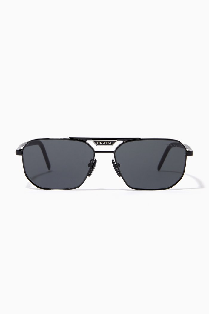 

Rectangular Sunglasses in Metal, Black