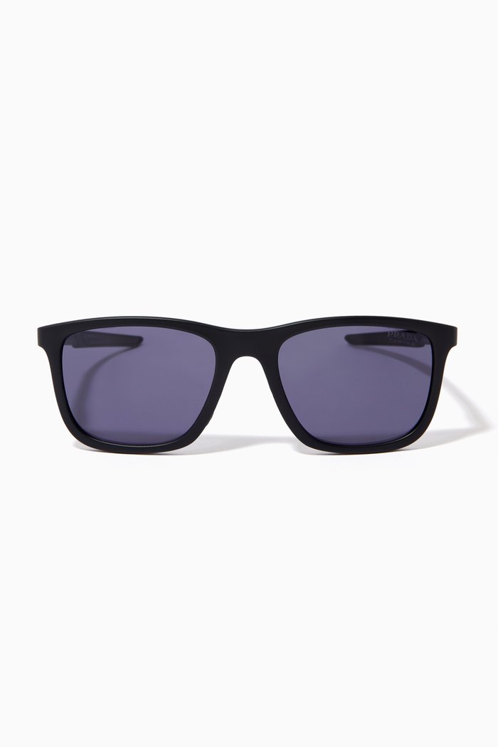 

Rectangular Sunglasses in Nylon Fibre, Black