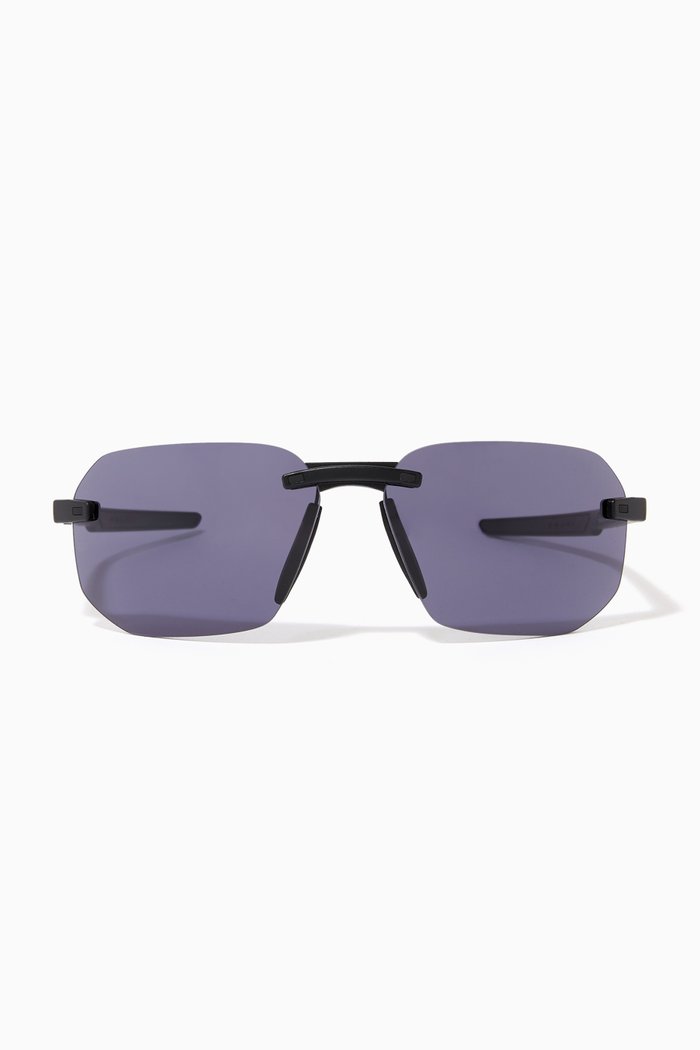 

Rimless Geometric Sunglasses in Rubberised Metal, Black