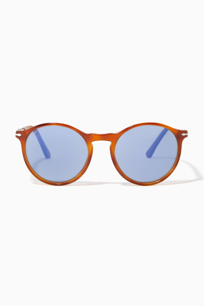 PO3285S Round Sunglasses in Acetate, Yellow