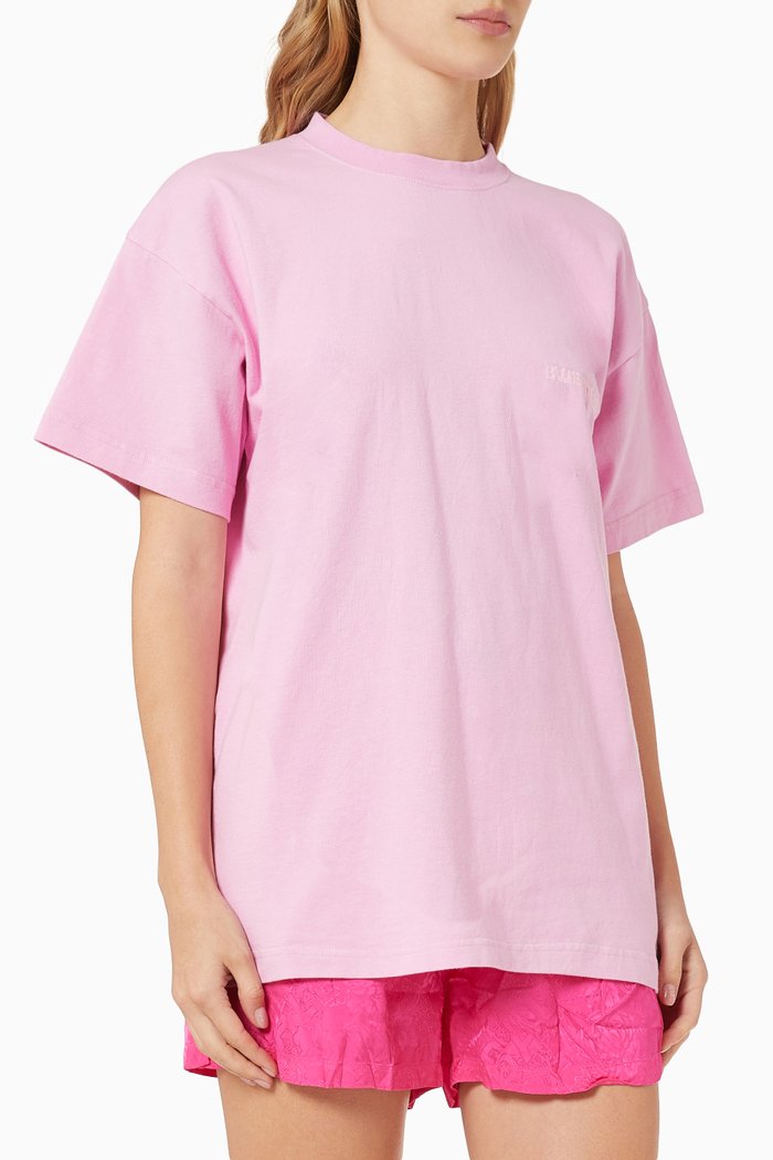 

Turn Slit Medium Fit T-shirt in Cotton Jersey, Pink