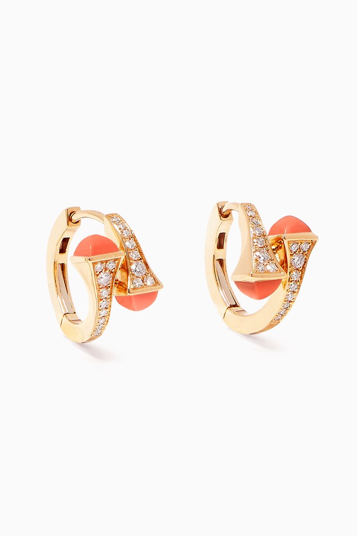 

Cleo Diamond Huggie Earrings with 18kt Rose Gold, Yellow