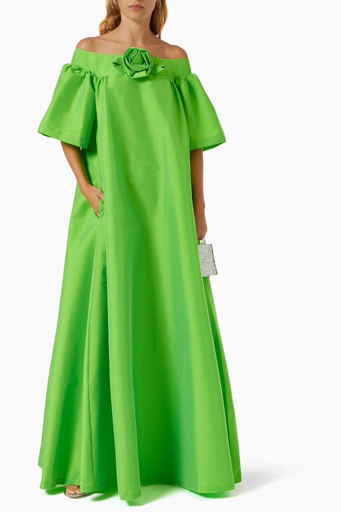 

Isabella Dress in Taffeta, Green