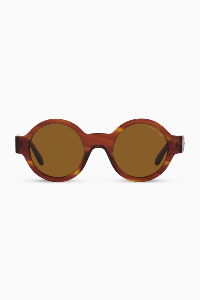 Round Sunglasses in Acetate, Brown