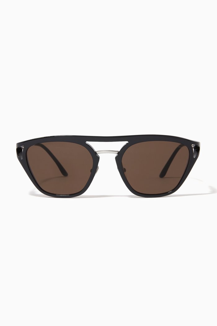 

D-frame Sunglasses in Acetate & Metal, Brown
