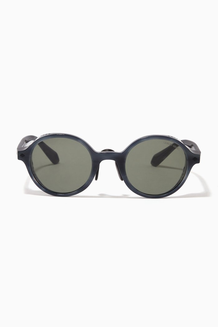 

Shiny Opal Round Sunglasses in Acetate, Green