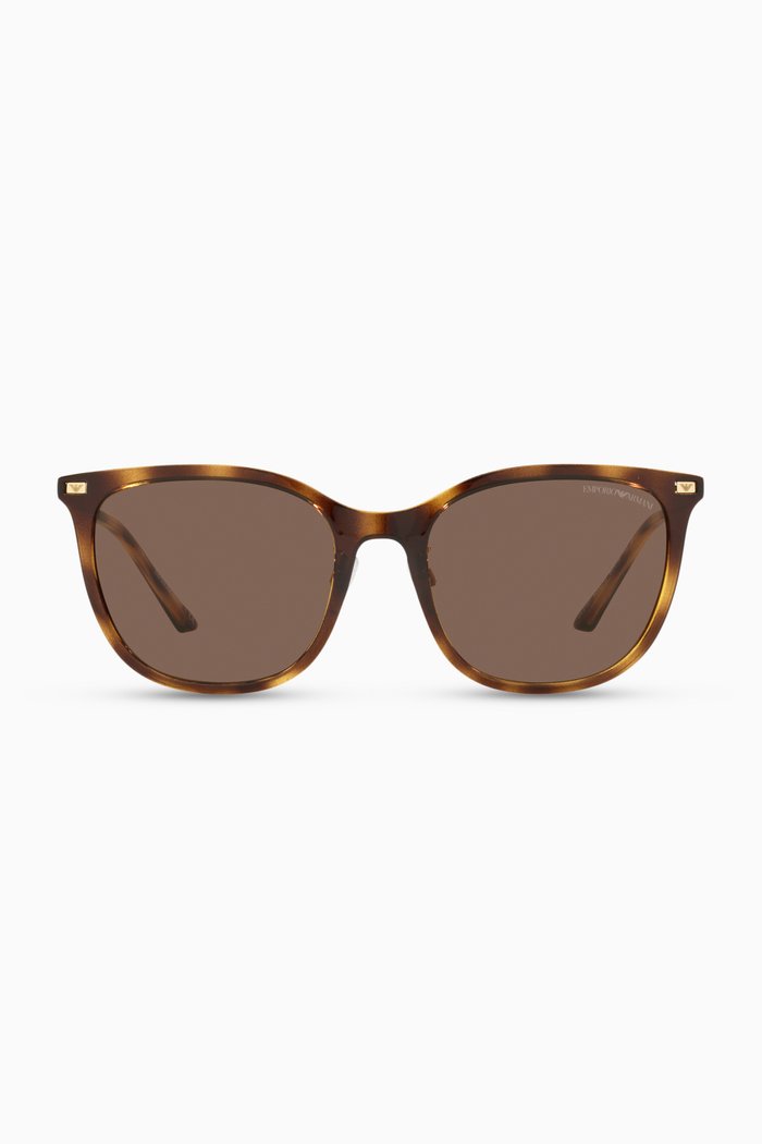 D Frame Sunglasses in Acetate & Metal, Brown