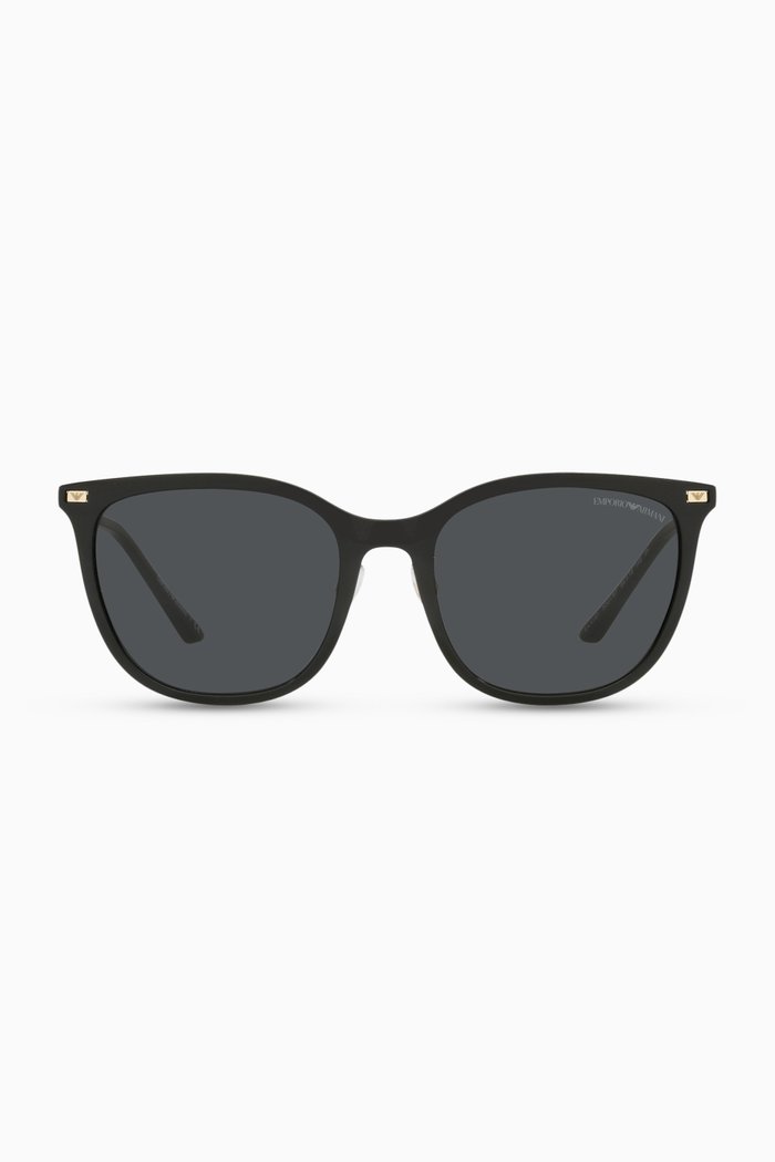 

D Frame Sunglasses in Acetate & Metal, Grey