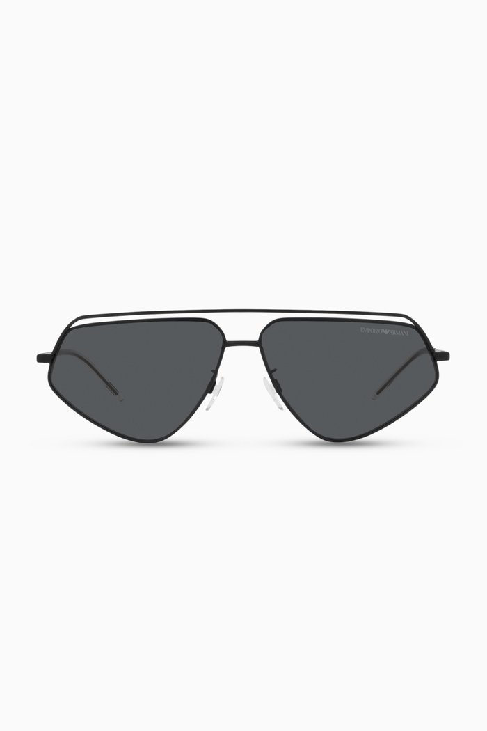 

Geometric Frame Sunglasses in Metal, Grey