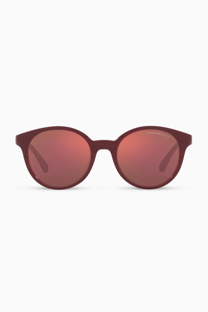 Round Frame Sunglasses in Acetate, Red