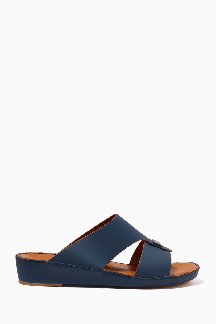 

Manetta Contrast Sandals in Rubberised Leather, Blue