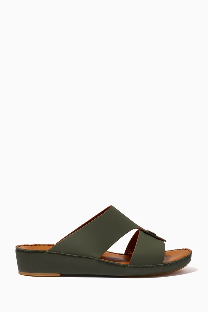 

Manetta Contrast Sandals in Rubberised Leather, Green