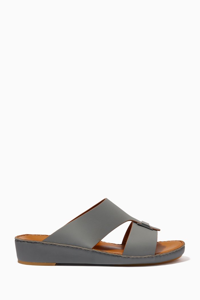

Manetta Contrast Sandals in Rubberised Leather, Grey