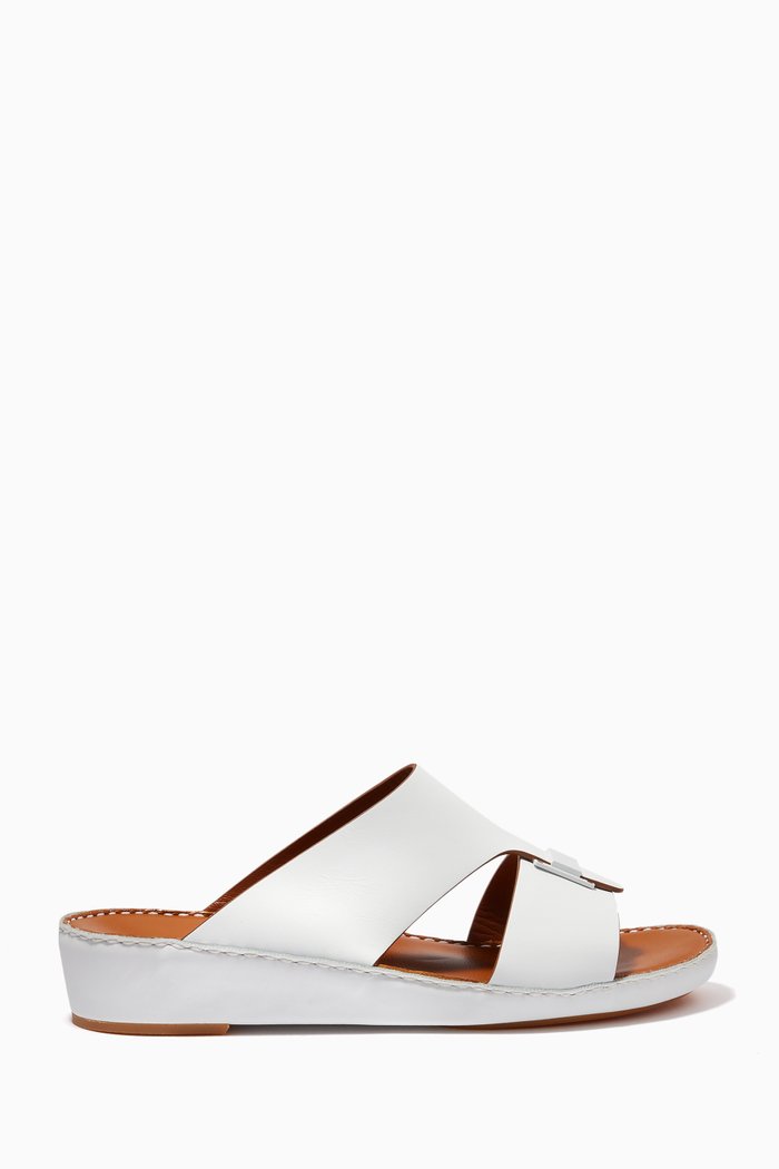 

Manetta Contrast Sandals in Rubberised Leather, White