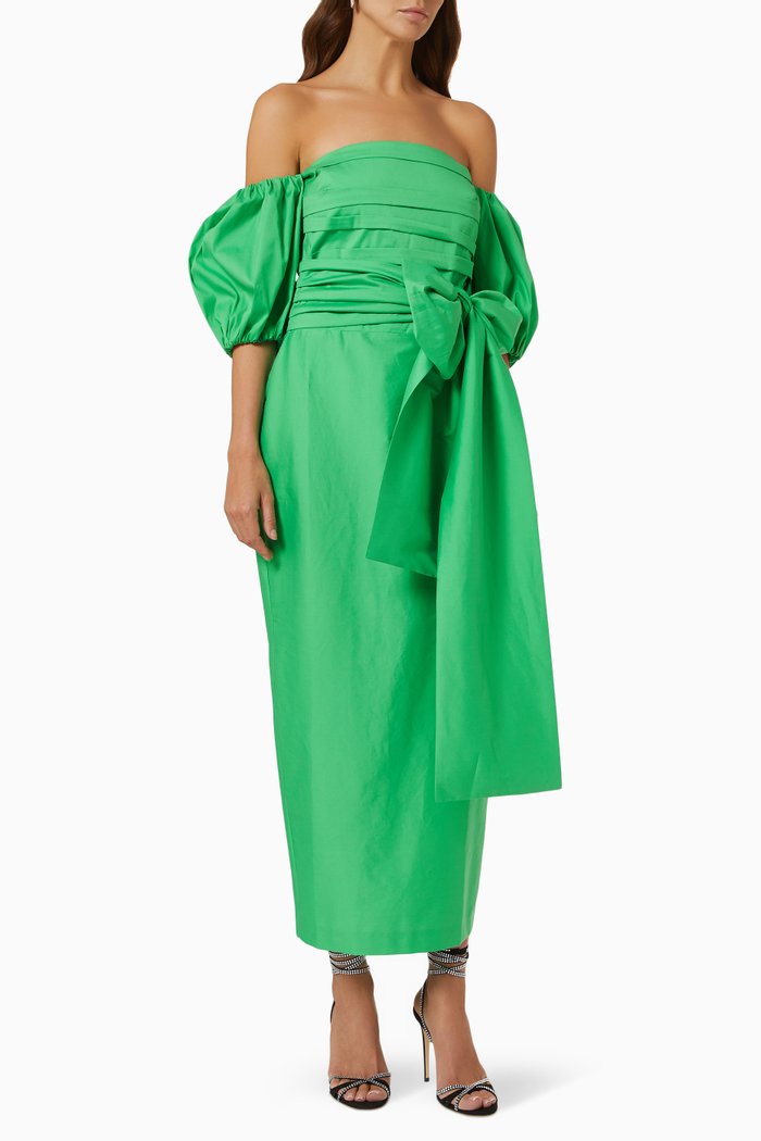 

Charlie Midi Dress in Cotton Blend, Green