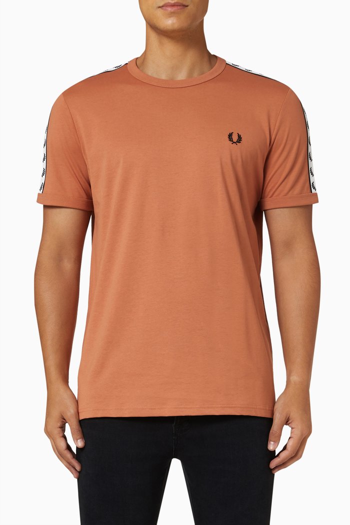 

Taped Ringer T-shirt in Cotton Jersey, Brown