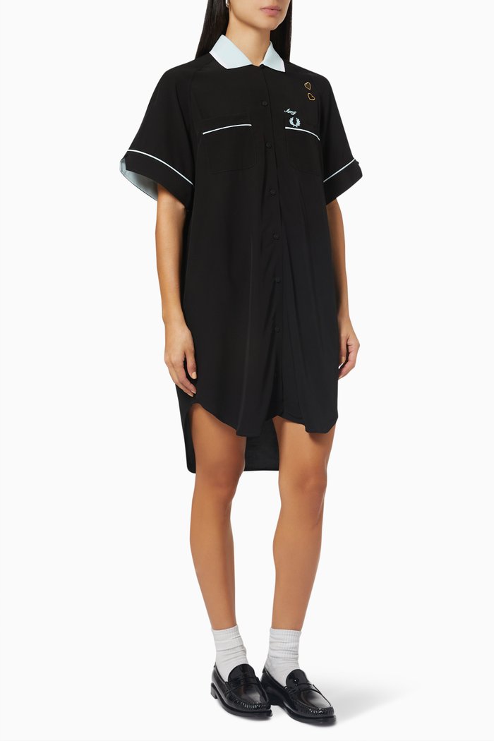 

Amy Winehouse Bowling Shirt Dress in Rayon, Black