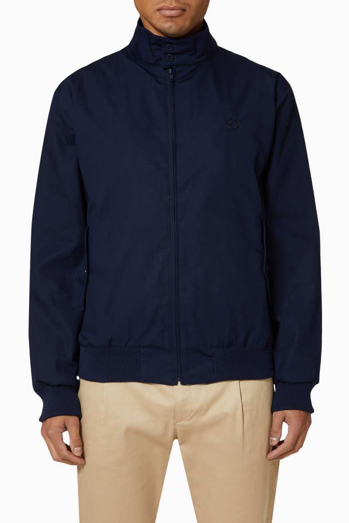 

Harrington Jacket in Cotton Blend, Blue