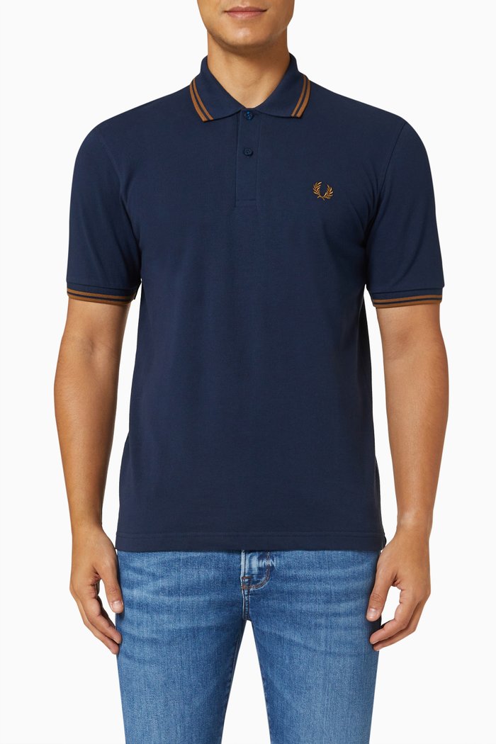 

Twin Tipped Polo Shirt in Cotton Piqué, Grey