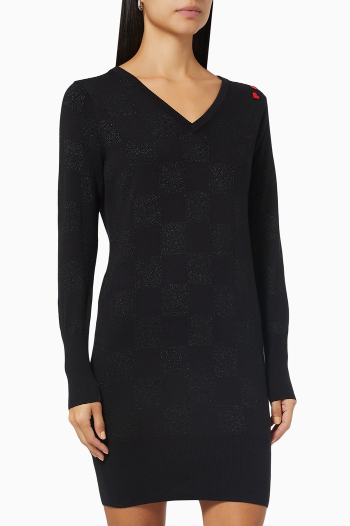 

Amy Winehouse Checkerboard Dress in Wool Blend, Black