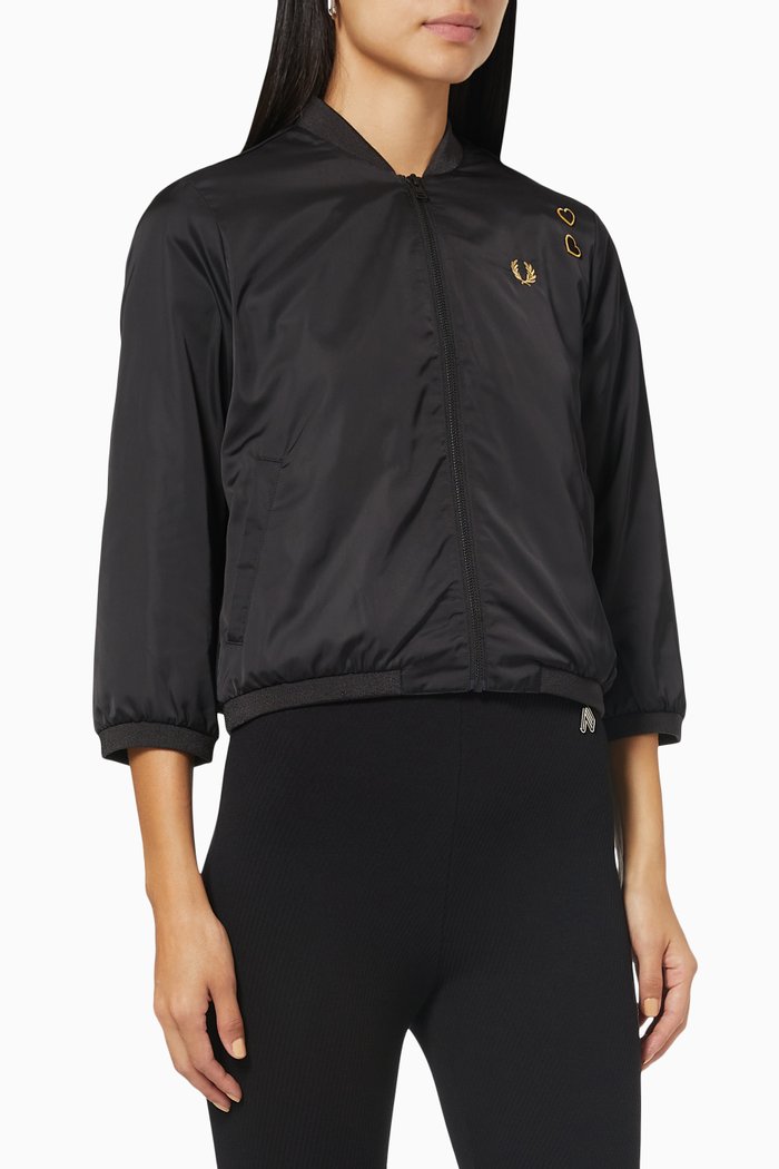 

Amy Winehouse Bomber Jacket in Satin, Black