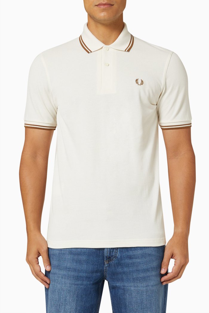 Twin Tipped Polo Shirt in Cotton Piqué, White