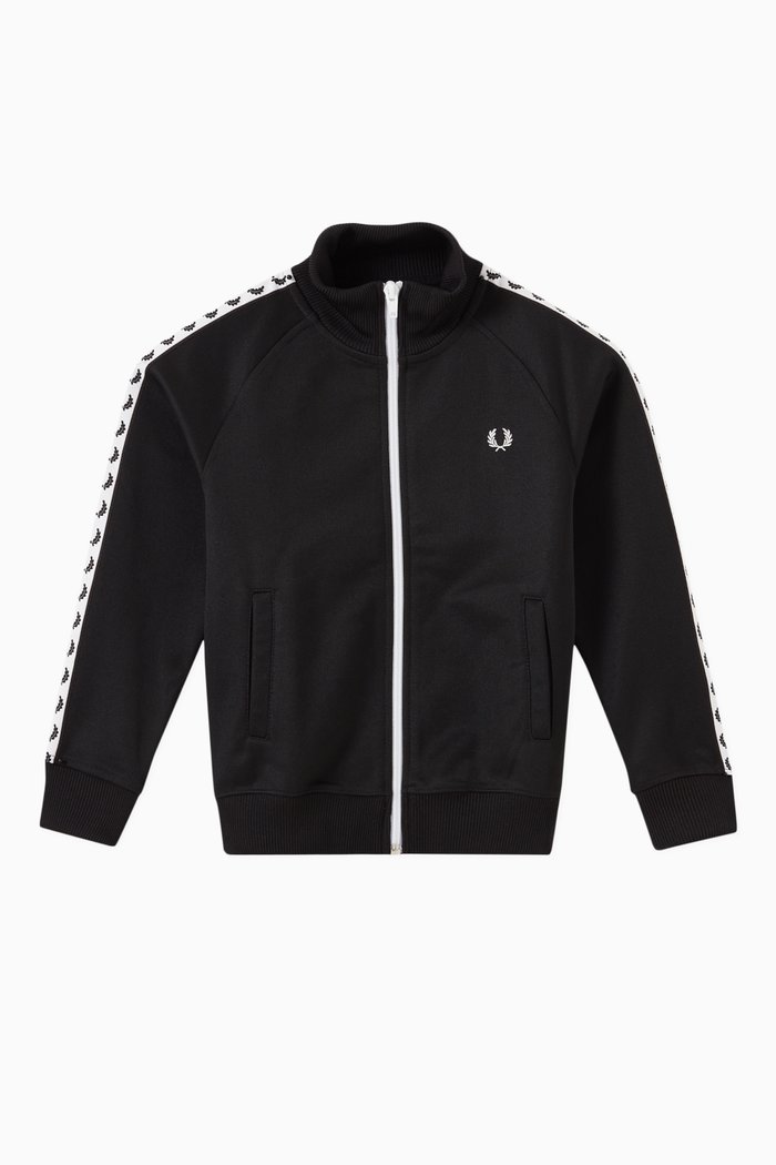 

Taped Track Jacket in Shiny Tricot, Black