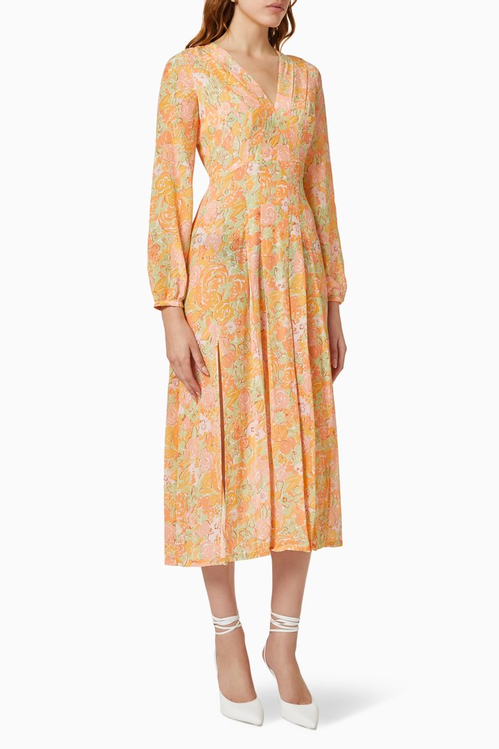 

Camellia Dress in Silk, Orange