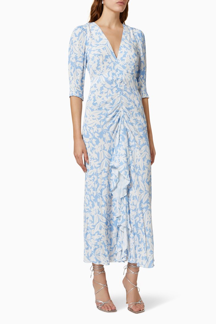 Tahiti Dress in Crepe, Blue