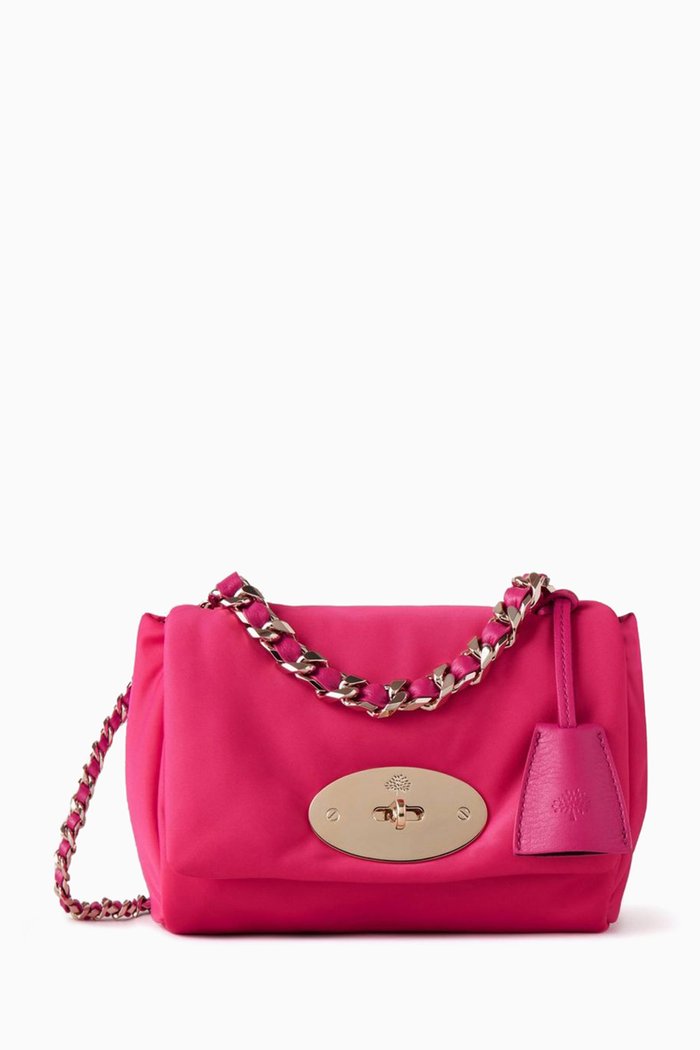Lily Top Handle Bag in Padded Nylon, Pink