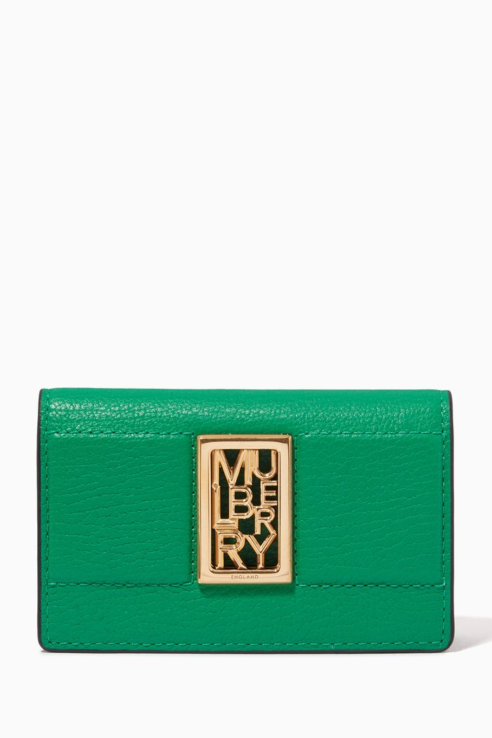 

Sadie Card Wallet in Goat Print Leather, Green