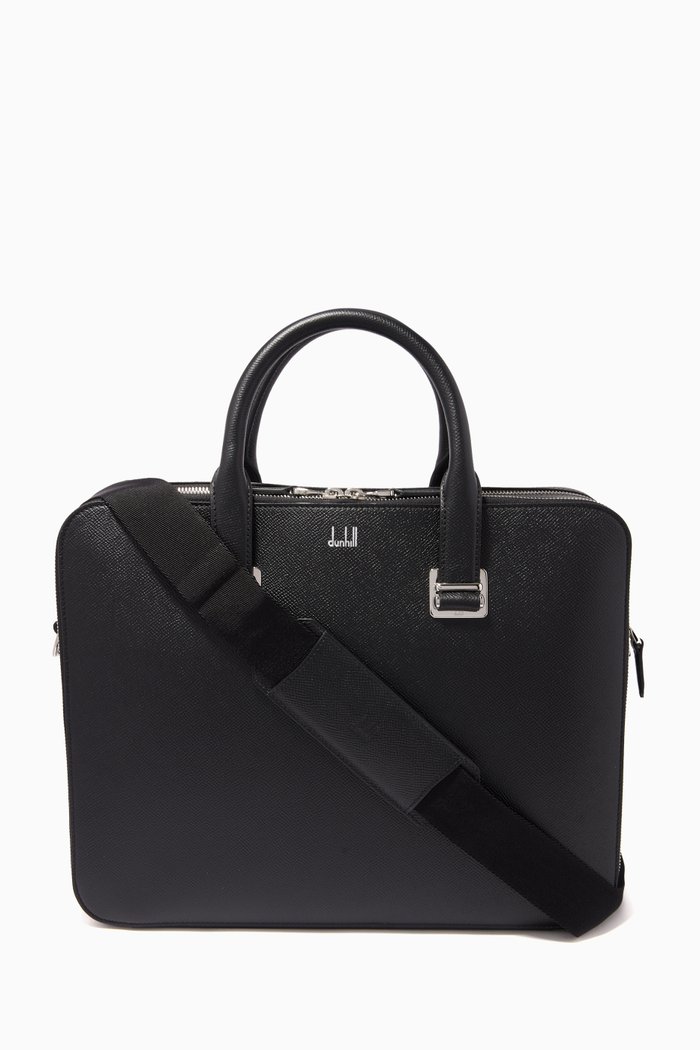 

Cadogan Slim Double Document Case in Calf Leather, Black