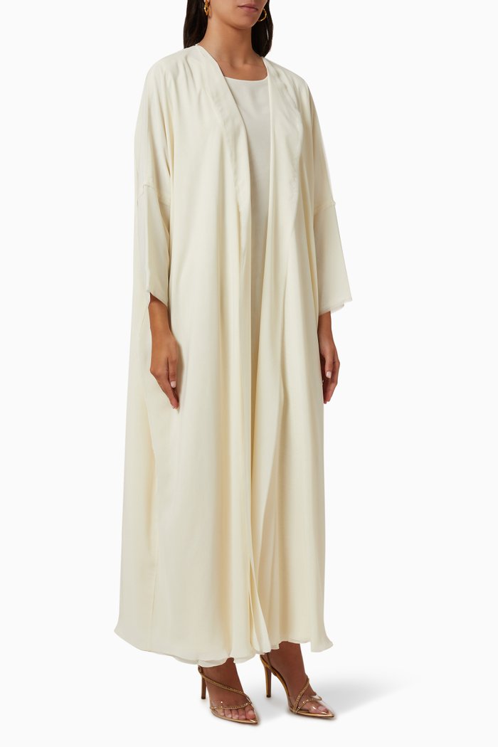 

Bead Embellished Abaya Set, White
