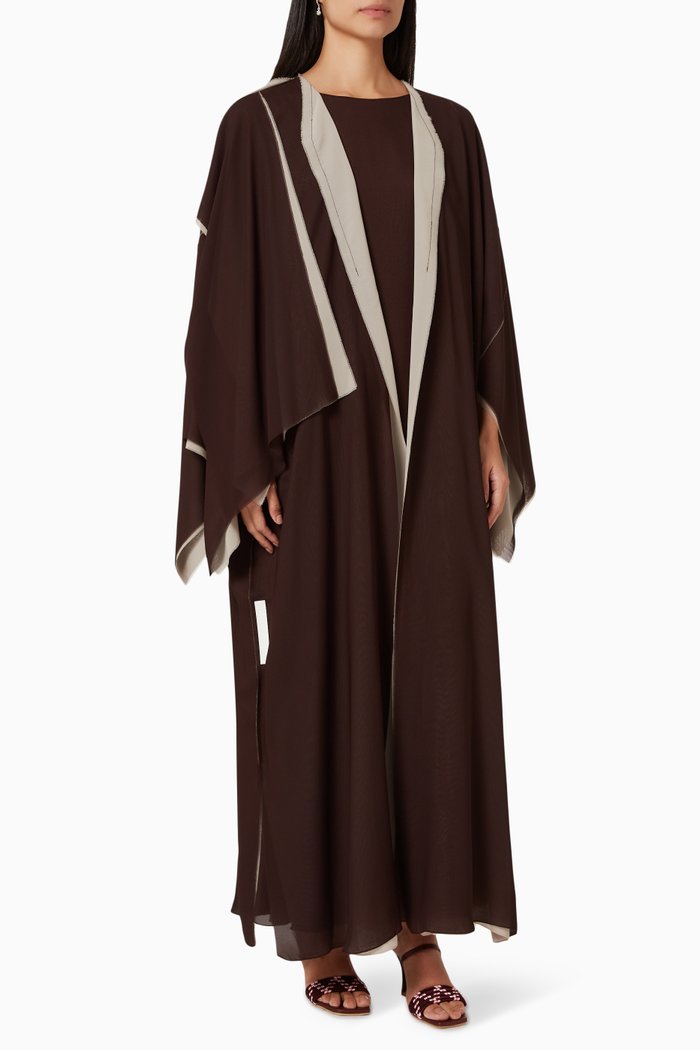 

Long Sleeve Abaya Set, Brown