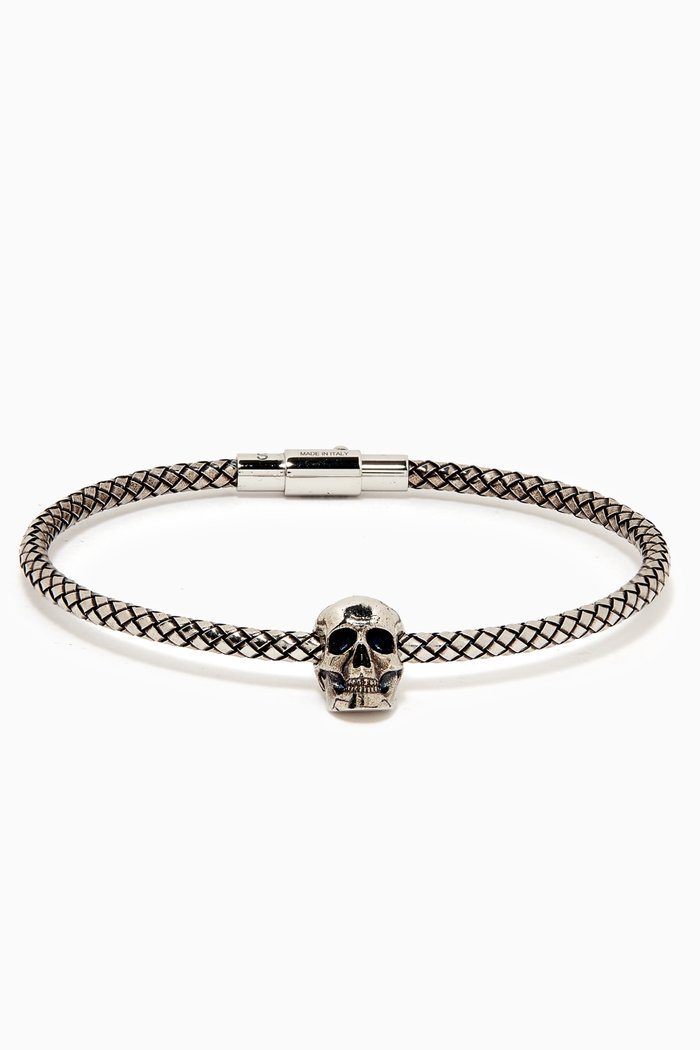 

Skull Metallic Cord Bracelet, Silver