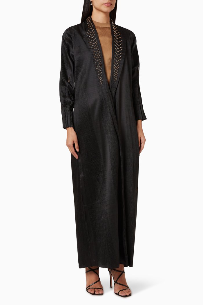 

Bead Embellished Long Sleeve Abaya, Black