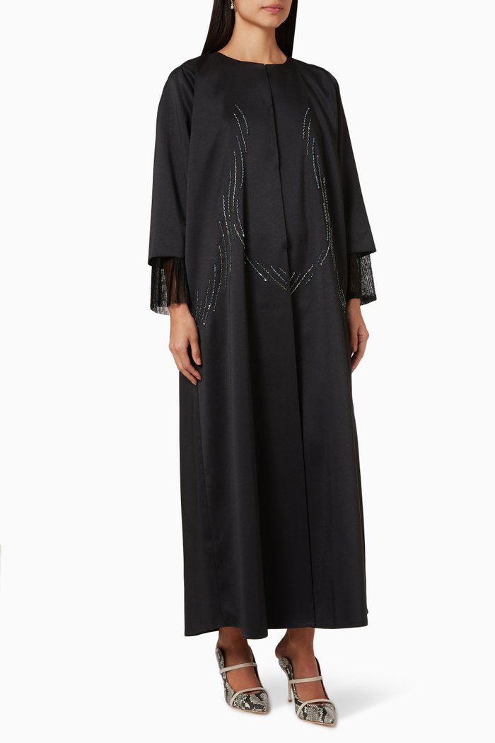 

Embellished Long Sleeve Abaya, Black