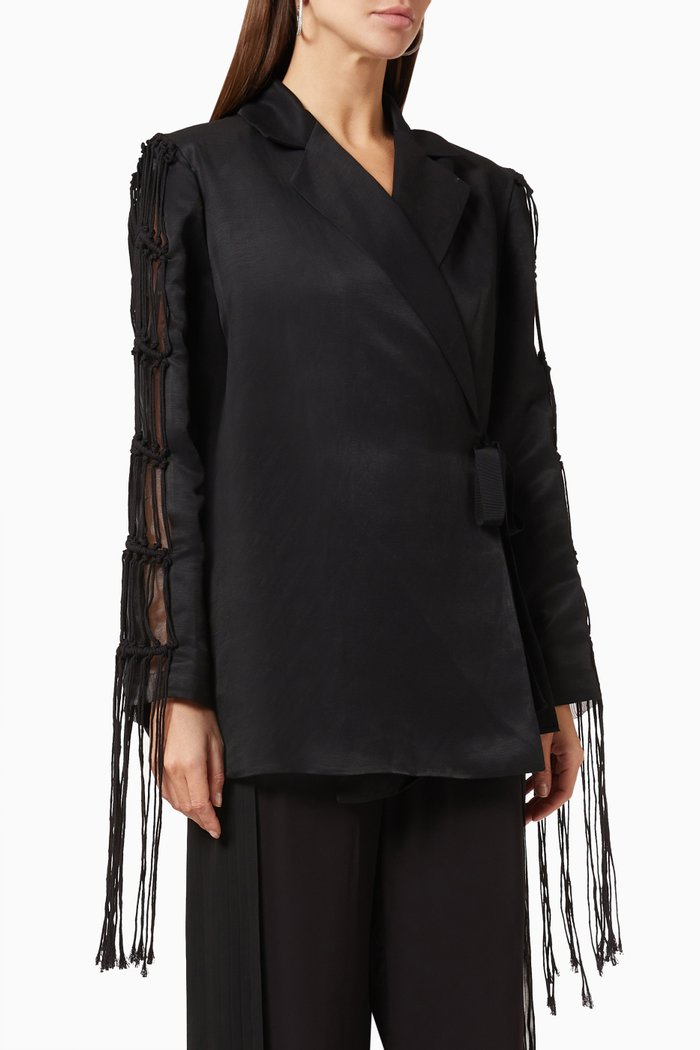 

Fringe Wrap Jacket, Black