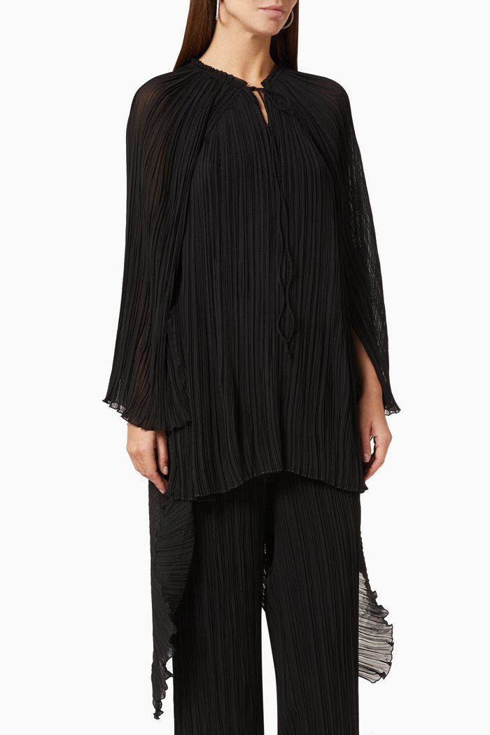 

Asymmetric Pleated Blouse, Black