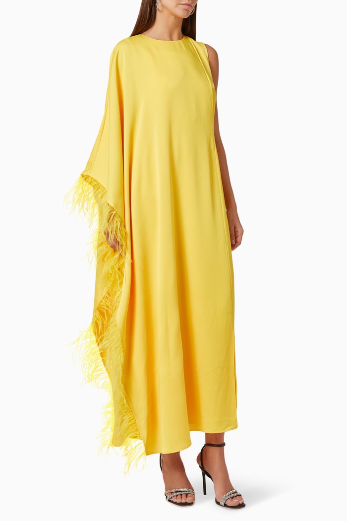 

One Shoulder Fringe Dress, Yellow